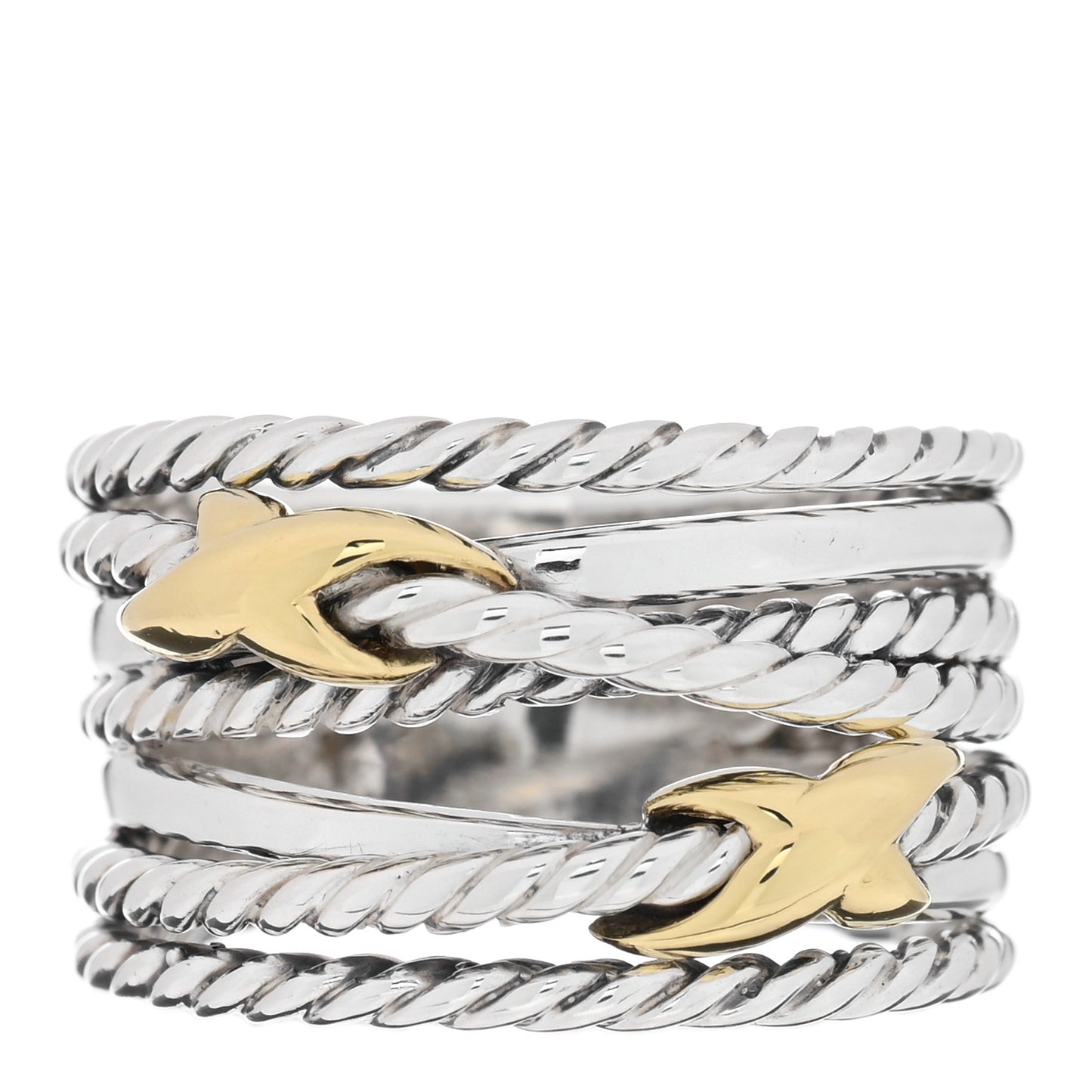 Sterling Silver 18K Yellow Gold Double X Crossover Ring 53 6.5