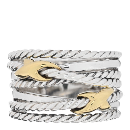David Yurman Sterling Silver 18K Yellow Gold Double X Crossover Ring 53 6.5 1 of 4