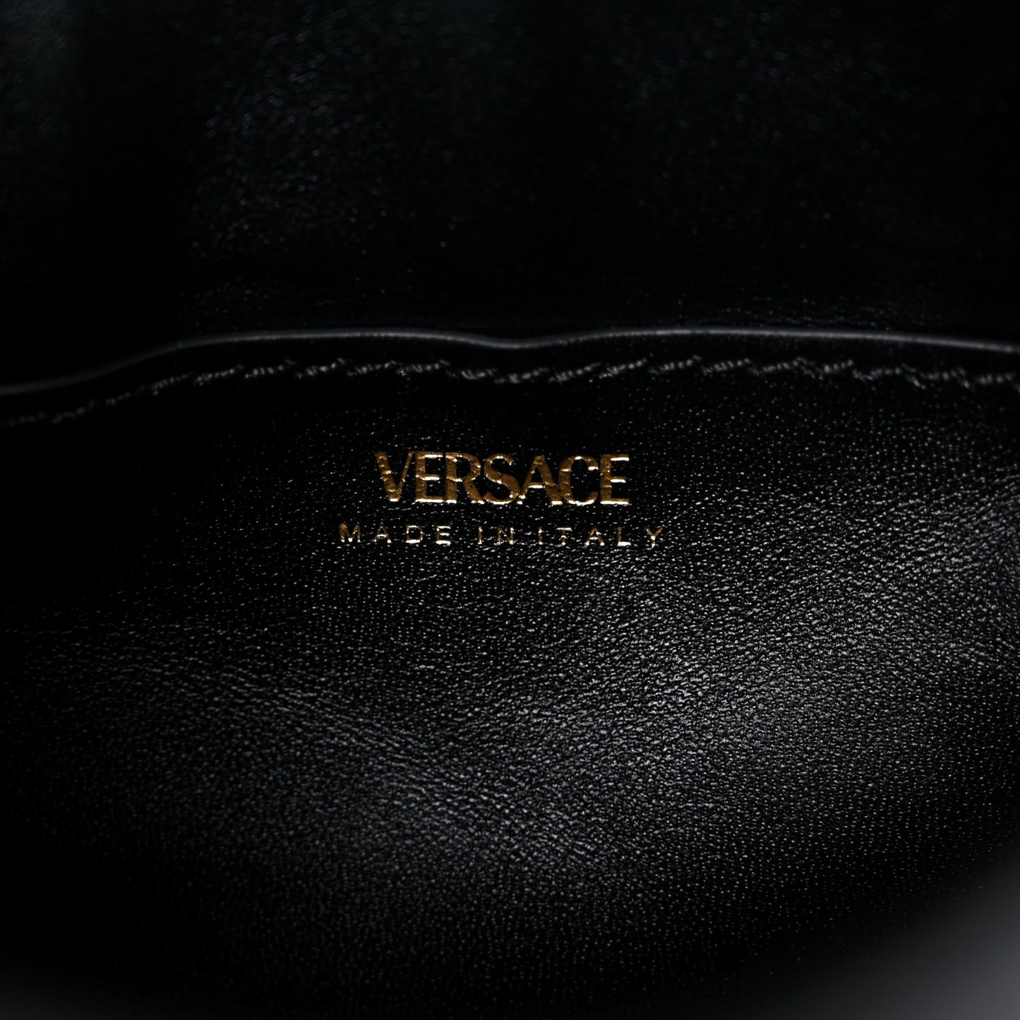 Grained Calfskin Small La Medusa Top Handle Bag Black