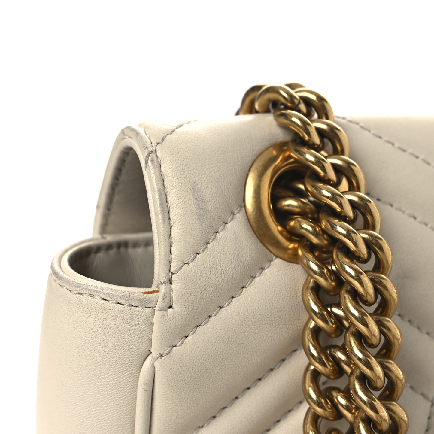 Calfskin Matelasse Mini GG Marmont Shoulder Bag White