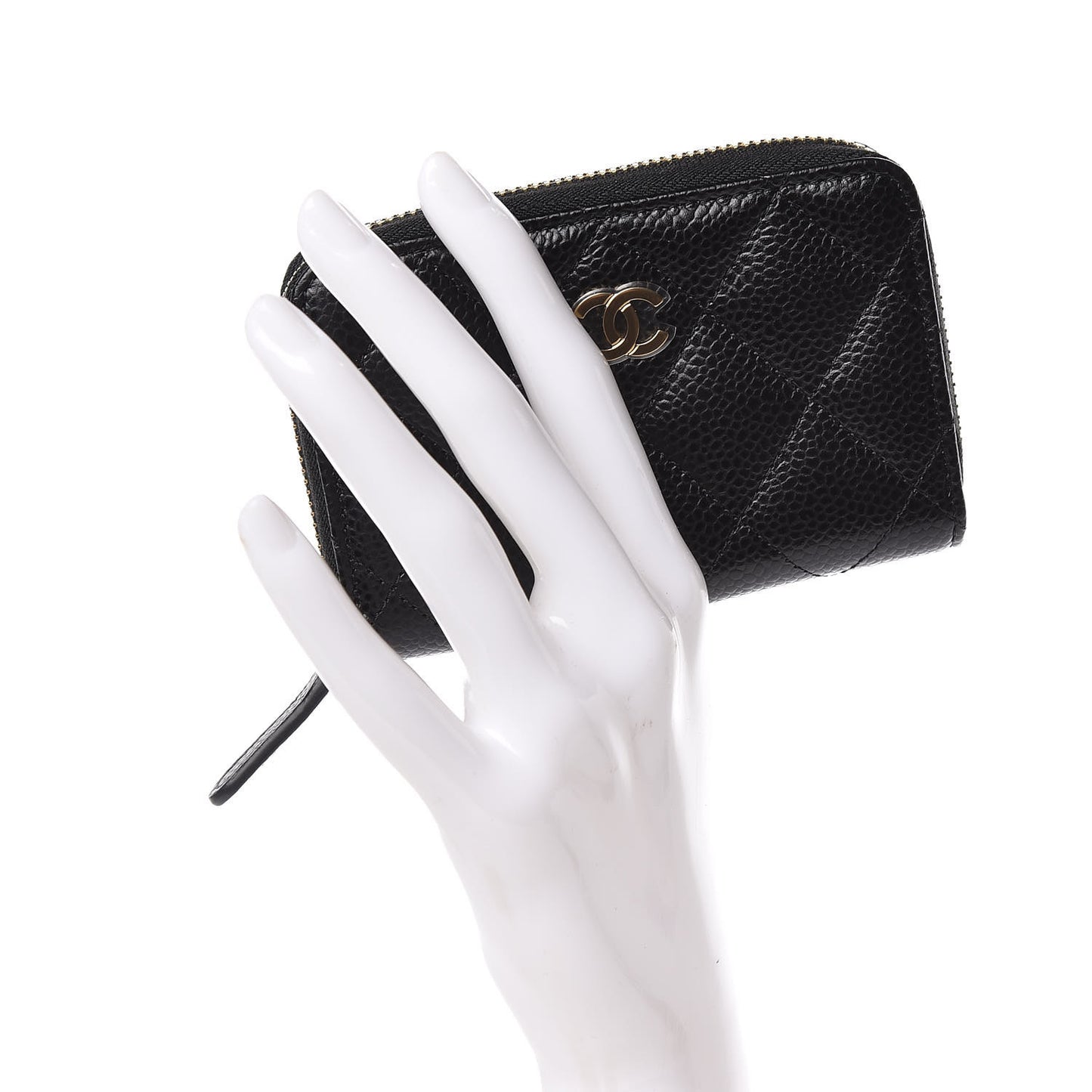 Caviar Quilted Zip Coin Purse Black
