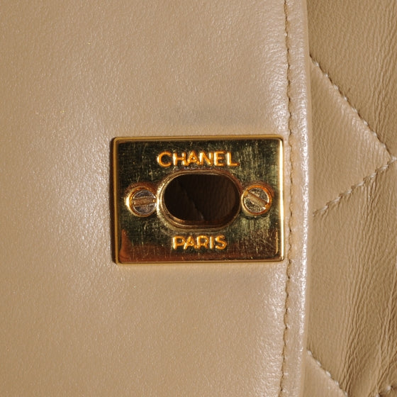 Lambskin Medium Single Flap Beige