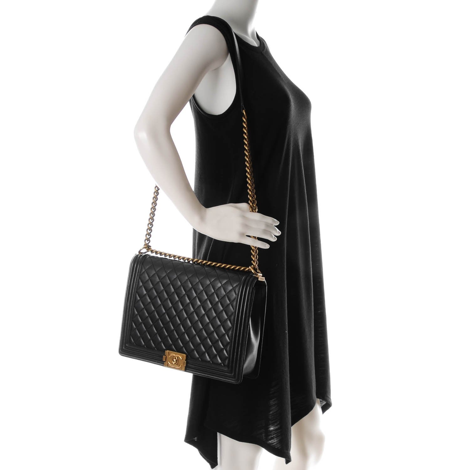 Chanel Lambskin Quilted Large Boy Flap Black 2 of 8