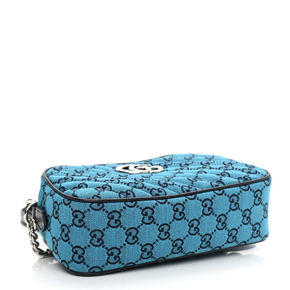 Gucci Monogram Multicolor Matelasse Diagonal Small GG Marmont Chain Shoulder Bag Light Blue 4 of 10