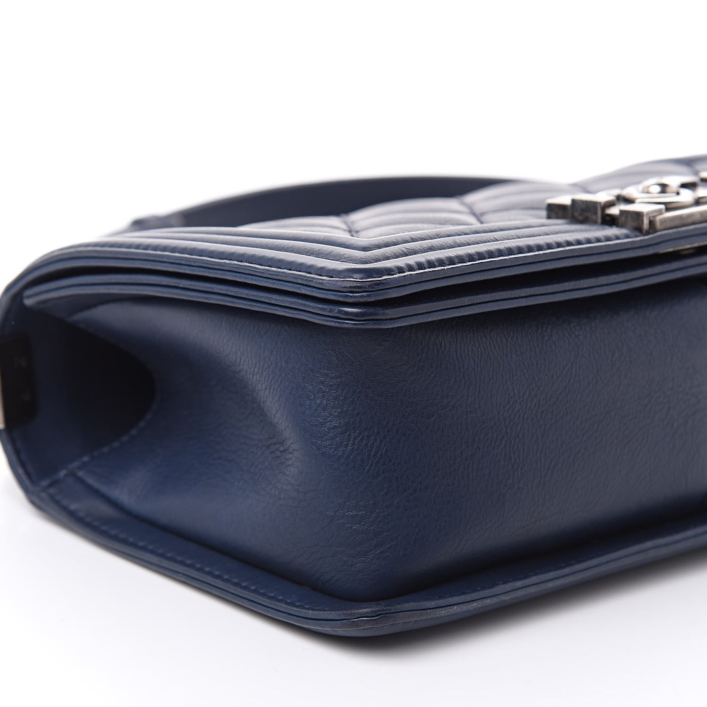 Calfskin Double Stitch Medium Boy Flap Marine