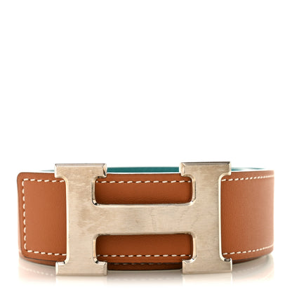 Hermes Swift Epsom 32mm H Belt 85 34 Gold Bleu Paon 1 of 8