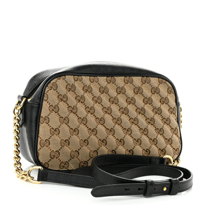 Gucci Monogram Matelasse Diagonal Small GG Marmont Chain Shoulder Bag Beige Black 3 of 12