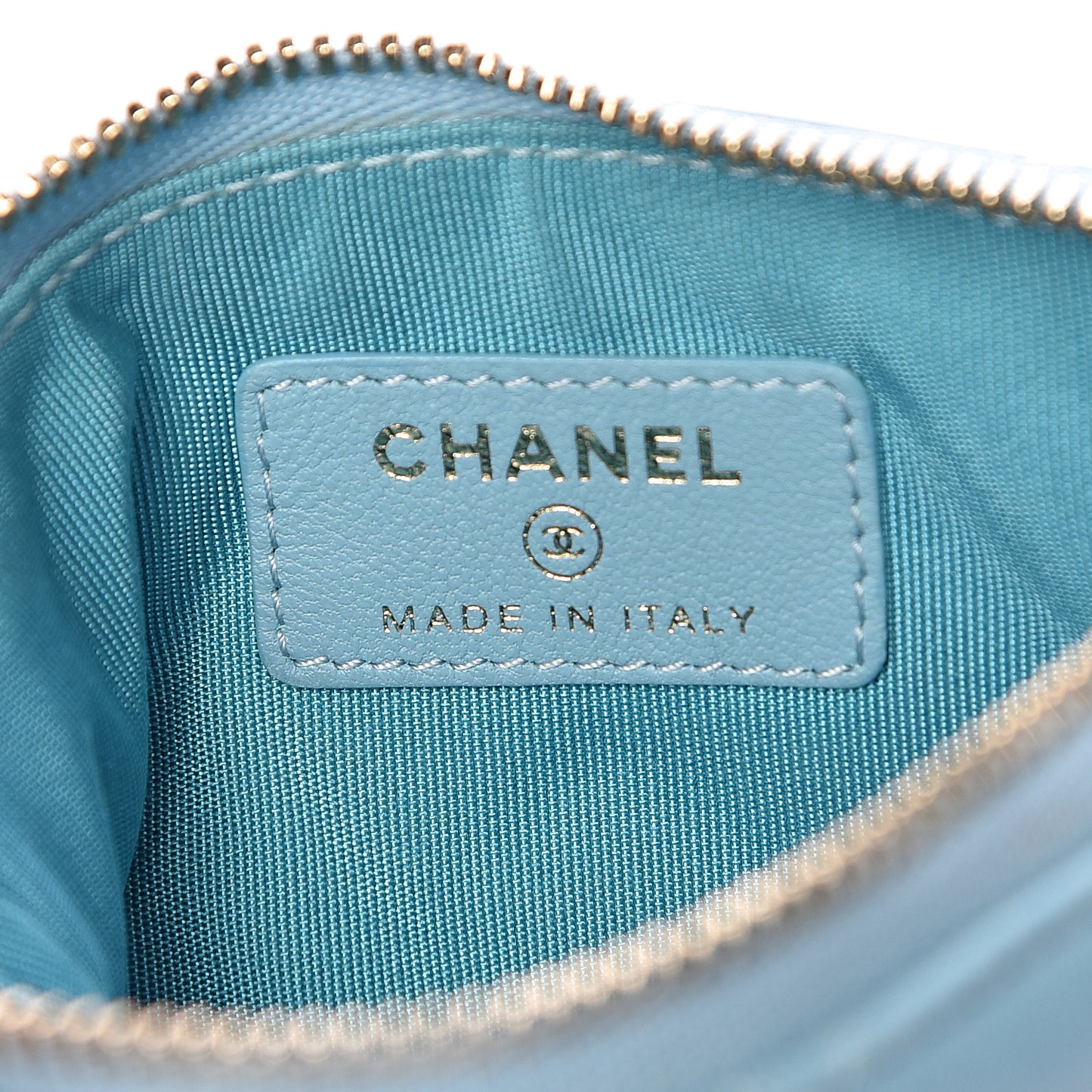 Lambskin Quilted Small Cosmetic Case Turquoise