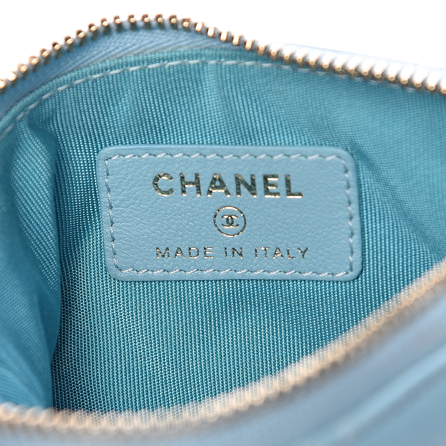 Chanel Lambskin Quilted Small Cosmetic Case Turquoise 6 of 12