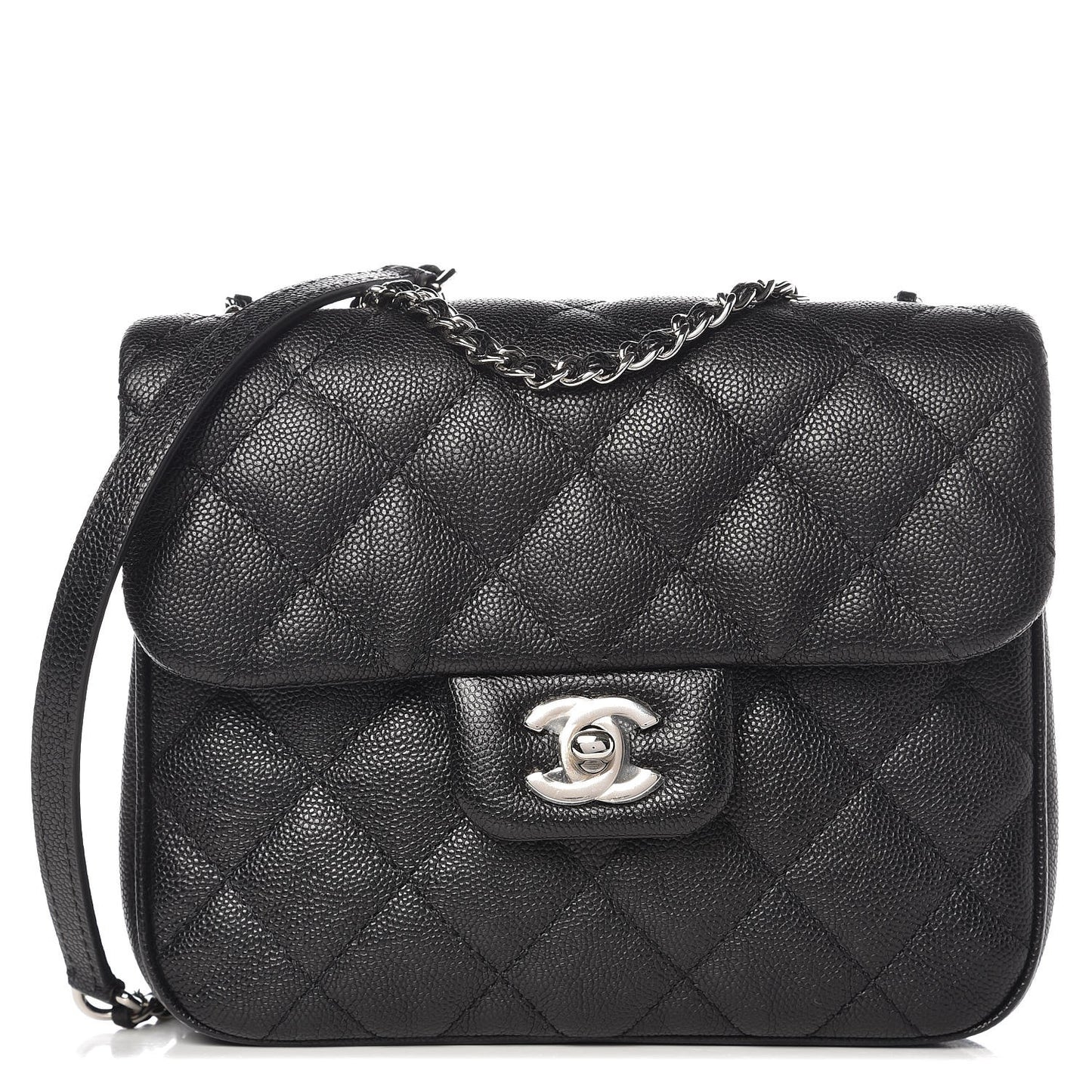 Caviar Quilted Small Urban Companion Flap Black