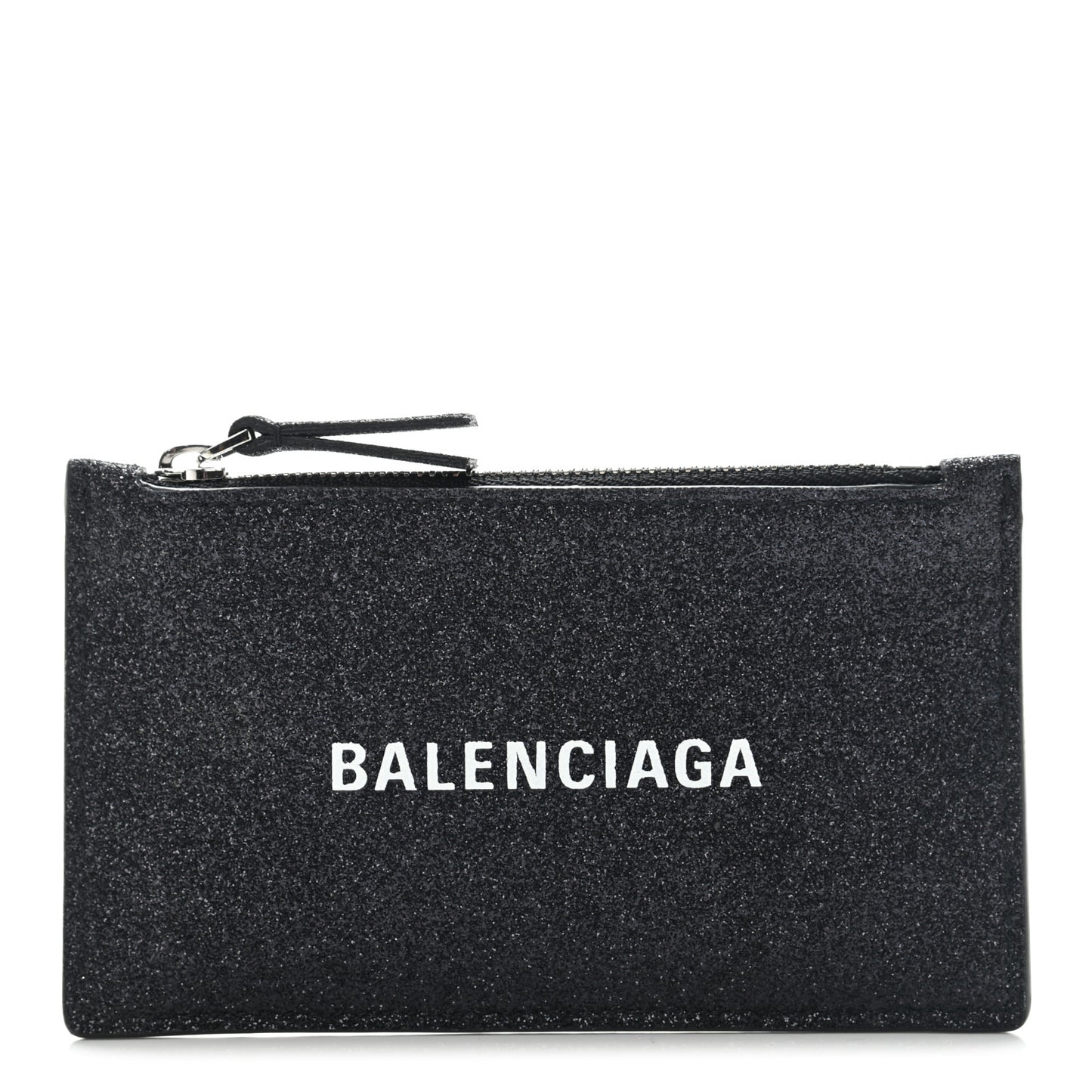 Glitter Sparkled Calfskin Logo Long Card Holder Black