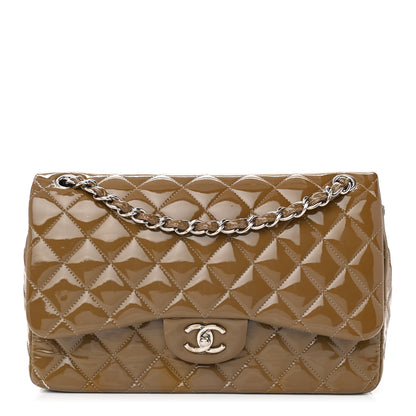 Chanel Patent Calfskin Quilted Jumbo Double Flap Grey 1 of 12