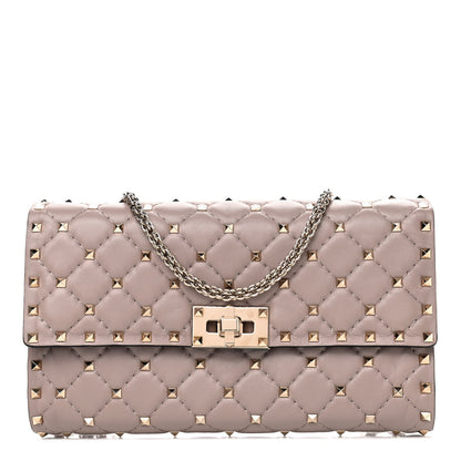 Valentino Garavani Lambskin Rockstud Spike Wallet on Chain Poudre 1 of 5