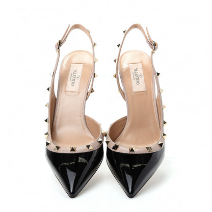 Valentino Garavani Patent Rockstud Half D'Orsay Slingback 85mm Pumps 39.5 Black Poudre 5 of 11