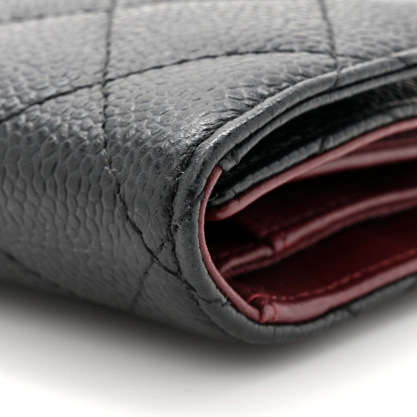 Caviar Quilted Large Gusset Flap Wallet Black