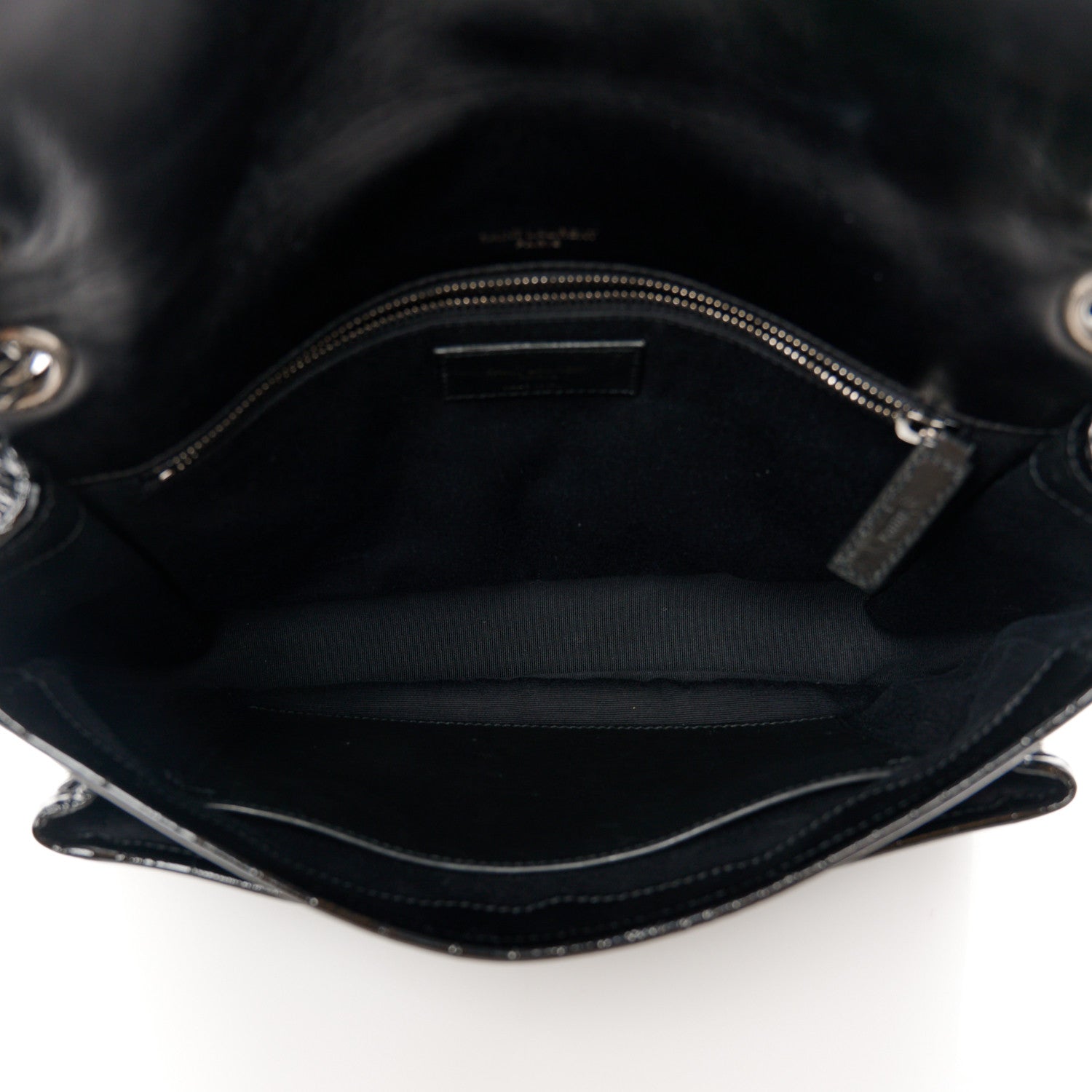 Saint Laurent Patent Crocodile Embossed Lambskin Monogram Medium Niki Chain Satchel Black 5 of 10