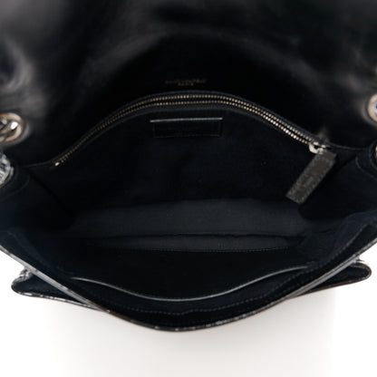 Saint Laurent Patent Crocodile Embossed Lambskin Monogram Medium Niki Chain Satchel Black 5 of 10