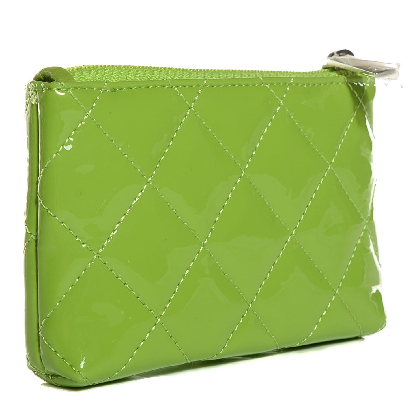 Patent Quilted Brilliant Key Holder Case Light Green