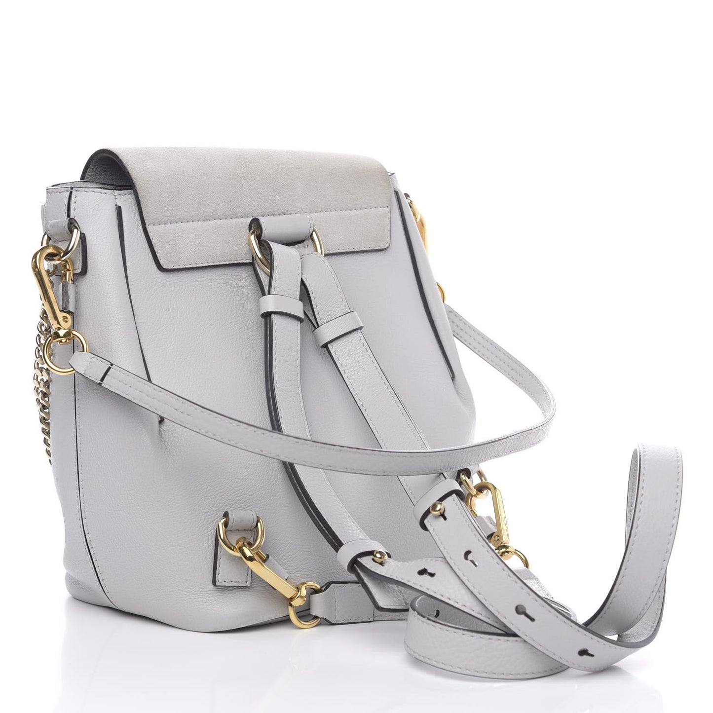 Suede Calfskin Small Faye Backpack Airy Grey