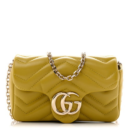 Gucci Lambskin Matelasse Mini GG Marmont Shoulder Bag Oil Yellow 1 of 11