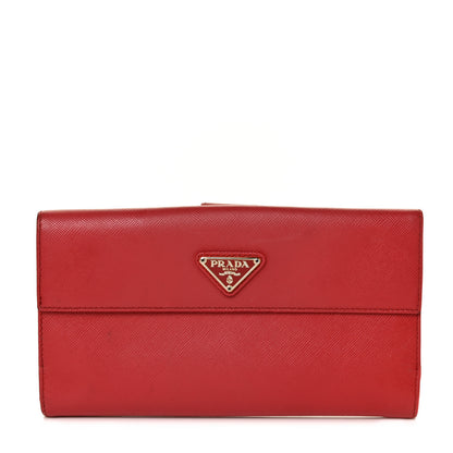 Prada Saffiano Triangle Flap Compact Wallet 1 of 13