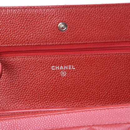 Chanel Caviar Quilted Wallet on Chain WOC Red 6 of 8