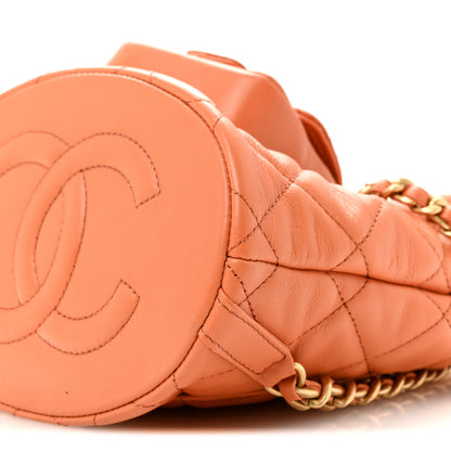 Chanel Calfskin Quilted Small CC Chain Bucket Backpack Orange 10 of 10
