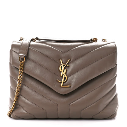 Saint Laurent Calfskin Y Quilted Monogram Small Loulou Chain Satchel Taupe 1 of 11