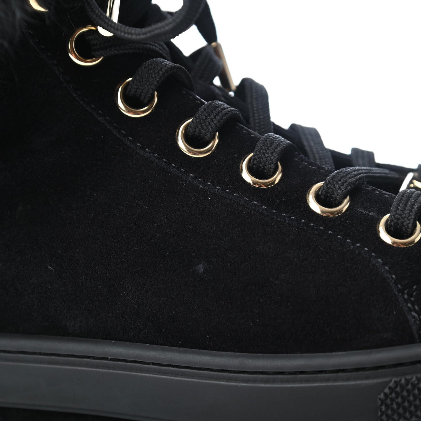 Suede Rabbit Fur Jazzy Sneakers 37 Black