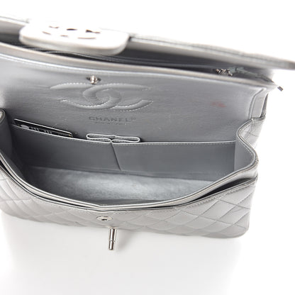 Chanel Metallic Lambskin Quilted Medium Double Flap Silver 4 of 10