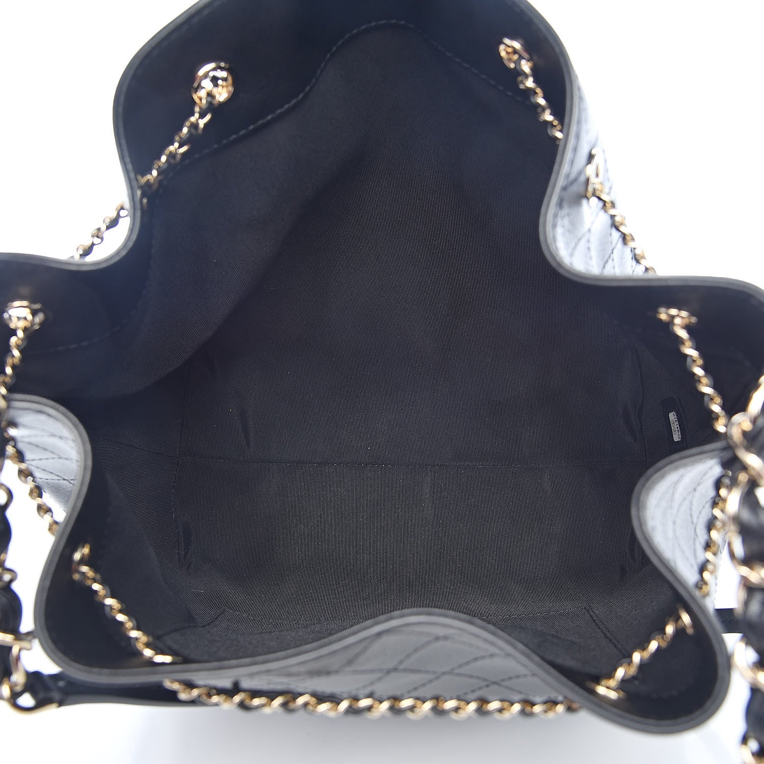 Chanel Calfskin Stitched Drawstring Bag Black 5 of 10