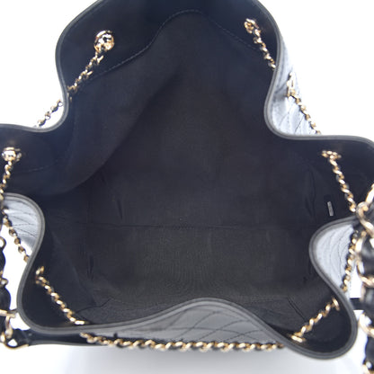 Chanel Calfskin Stitched Drawstring Bag Black 5 of 10