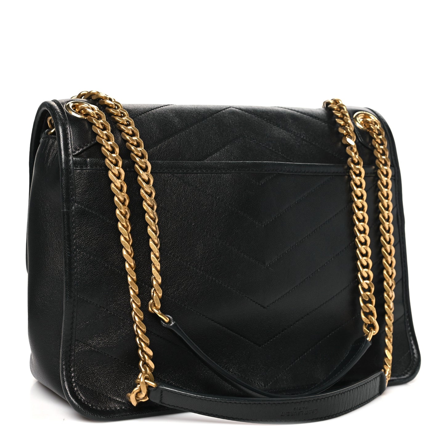 Lambskin Matelasse Monogram Medium Niki Chain Satchel Black