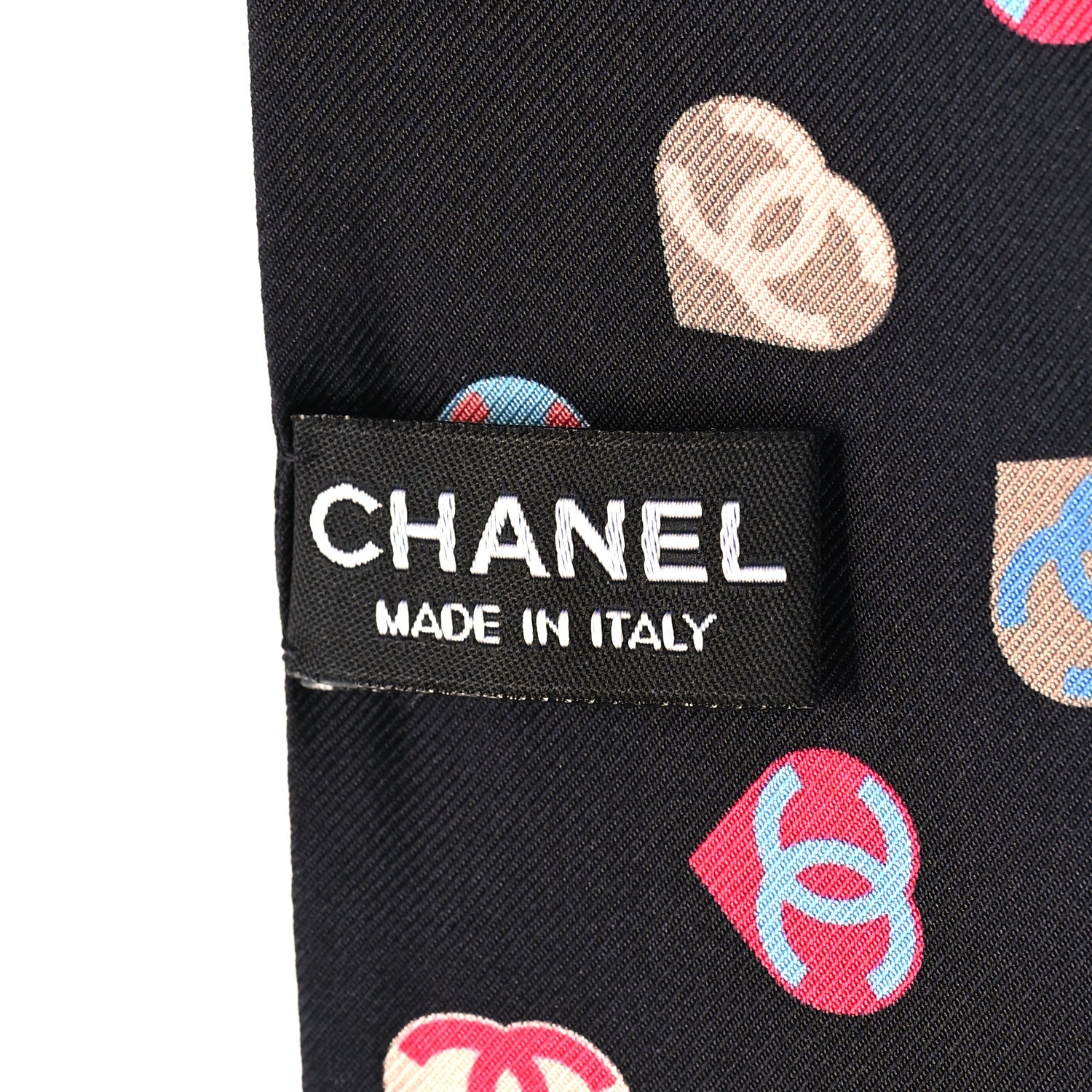Chanel Silk Heart CC Slim Bandeau Scarf Black 3 of 3