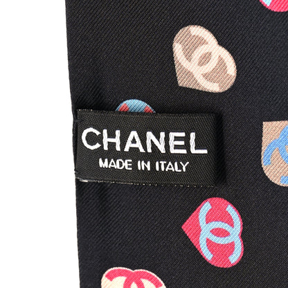 Chanel Silk Heart CC Slim Bandeau Scarf Black 3 of 3