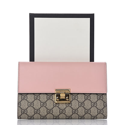 Gucci GG Supreme Monogram Calfskin Padlock Clutch Beige Perfect Pink 9 of 9