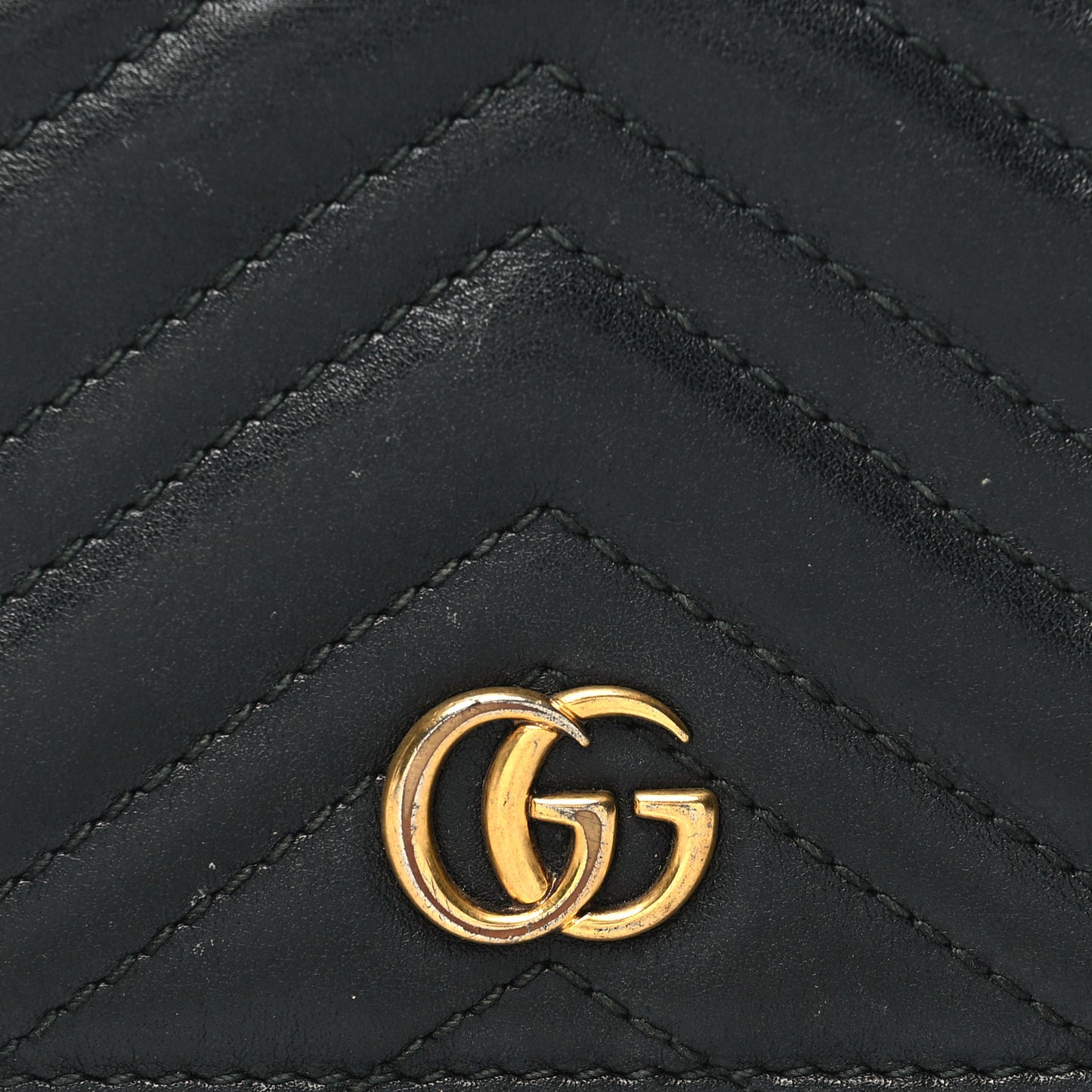 Calfskin Matelasse GG Marmont Card Case Black