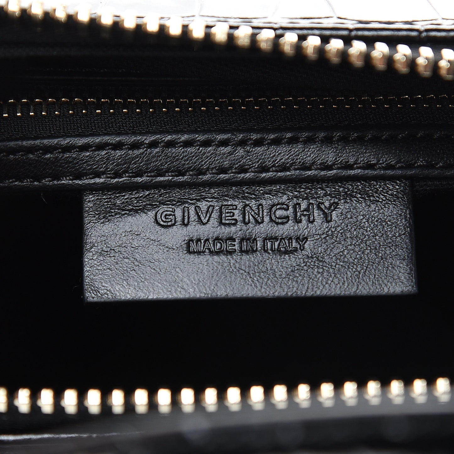 Calfskin Crocodile Embossed Small Antigona Black