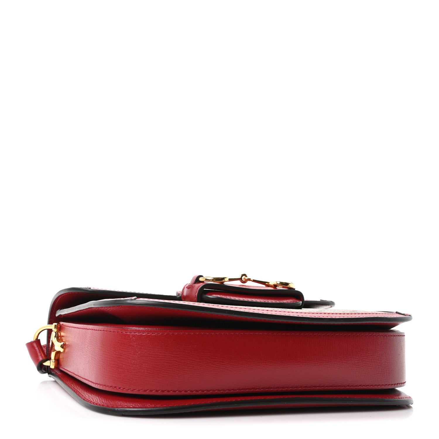 Gucci GG Supreme Monogram Azalea Calfskin Horsebit 1955 Shoulder Bag Beige Ebony New Cherry Red 4 of 10