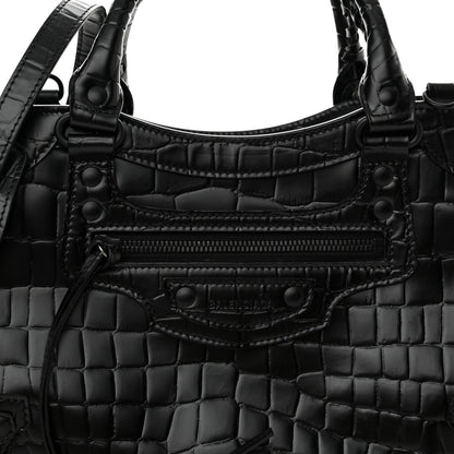 Balenciaga Semi Shiny Calfskin Crocodile Embossed Neo Classic Black Hardware S City Black 8 of 12