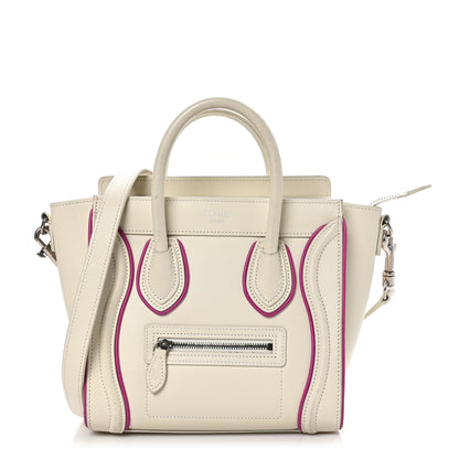Celine Smooth Calfskin Nano Luggage White Magenta 1 of 12