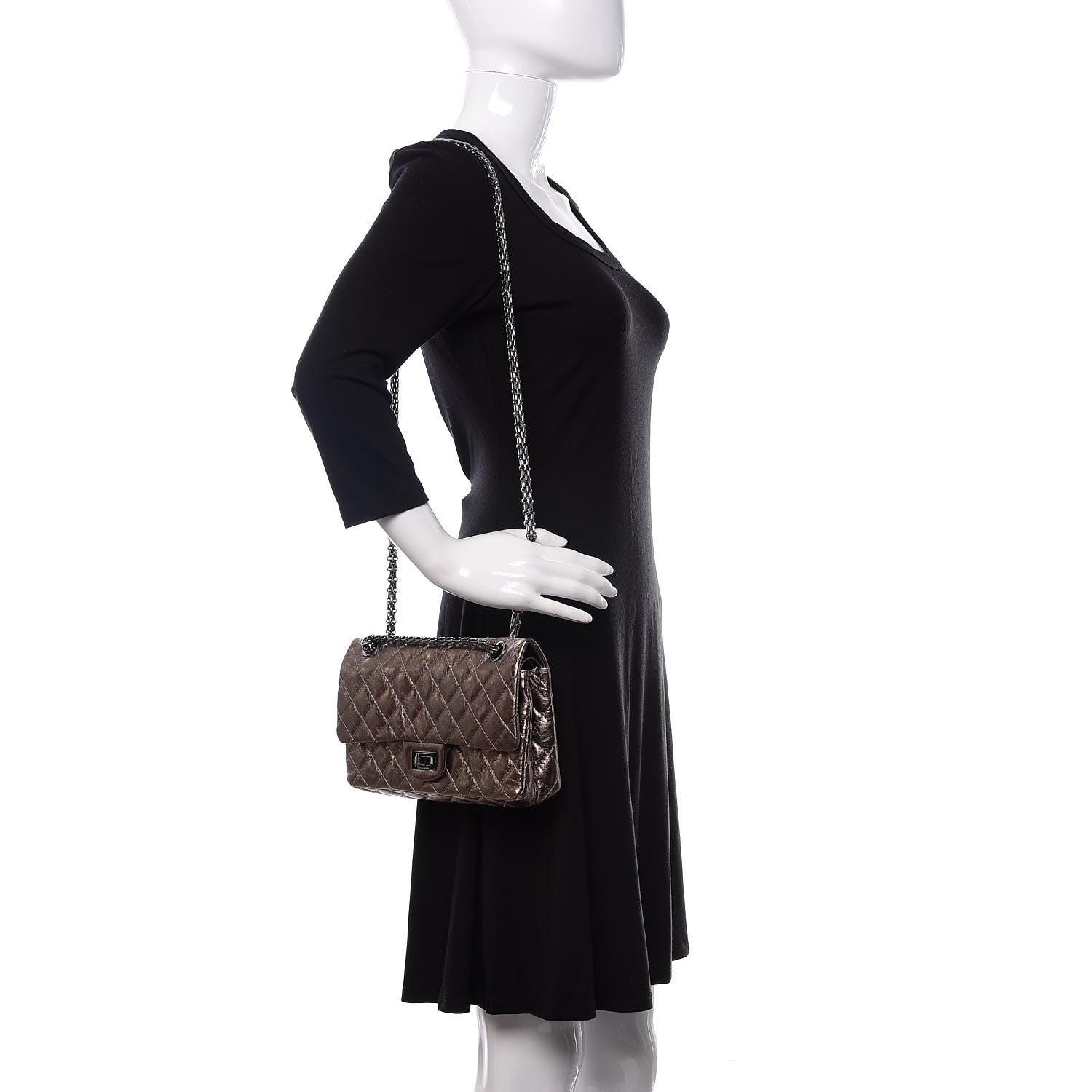 Chanel Metallic Aged Calfskin 2.55 Reissue 225 Flap Dark Silver 2 of 12