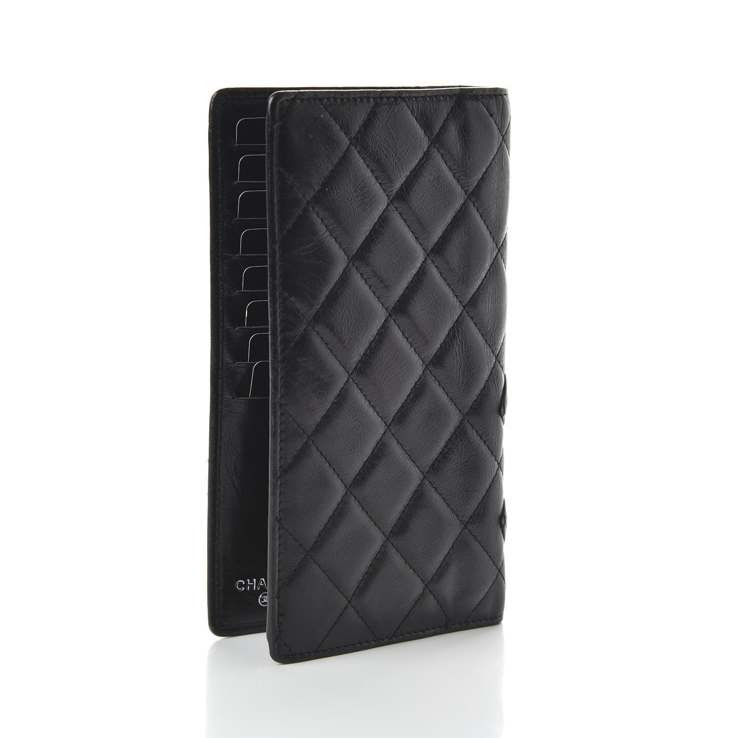 Chanel Aged Calfskin Quilted Cambon Yen Wallet Black 3 of 10