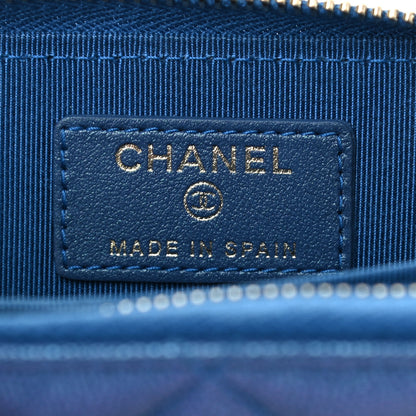 Chanel Iridescent Caviar Quilted Zip Around Coin Purse Dark Blue 5 of 6