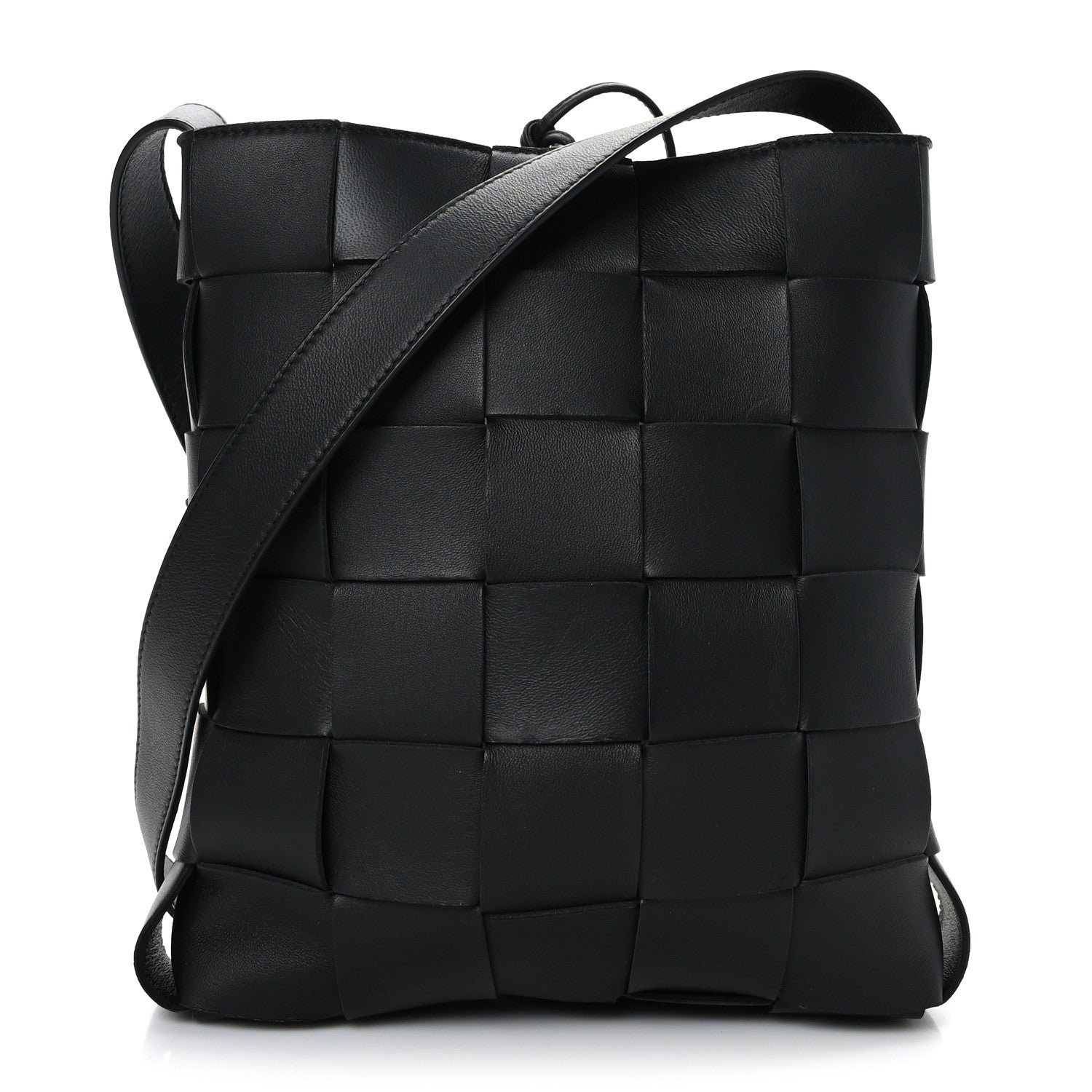 Bottega Veneta Lambskin Maxi Intrecciato Cassette Messenger Black 1 of 8