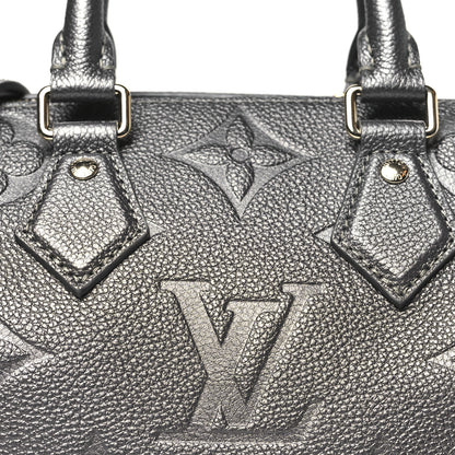 Louis Vuitton Shimmery Empreinte Monogram Giant Speedy Bandouliere 20 Gun Metal 7 of 9