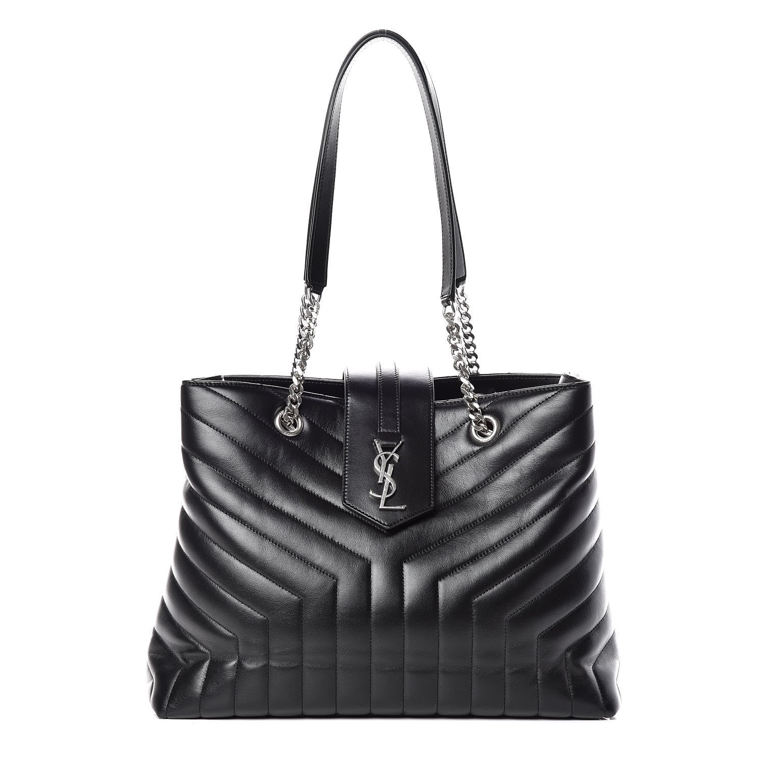 Saint Laurent Calfskin Y Quilted Monogram Large Loulou Shopper Black 1 of 10
