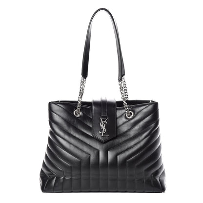 Saint Laurent Calfskin Y Quilted Monogram Large Loulou Shopper Black 1 of 10
