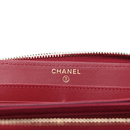 Chanel Shiny Goatskin Quilted 19 Long Zipped Around Wallet Red 6 of 12