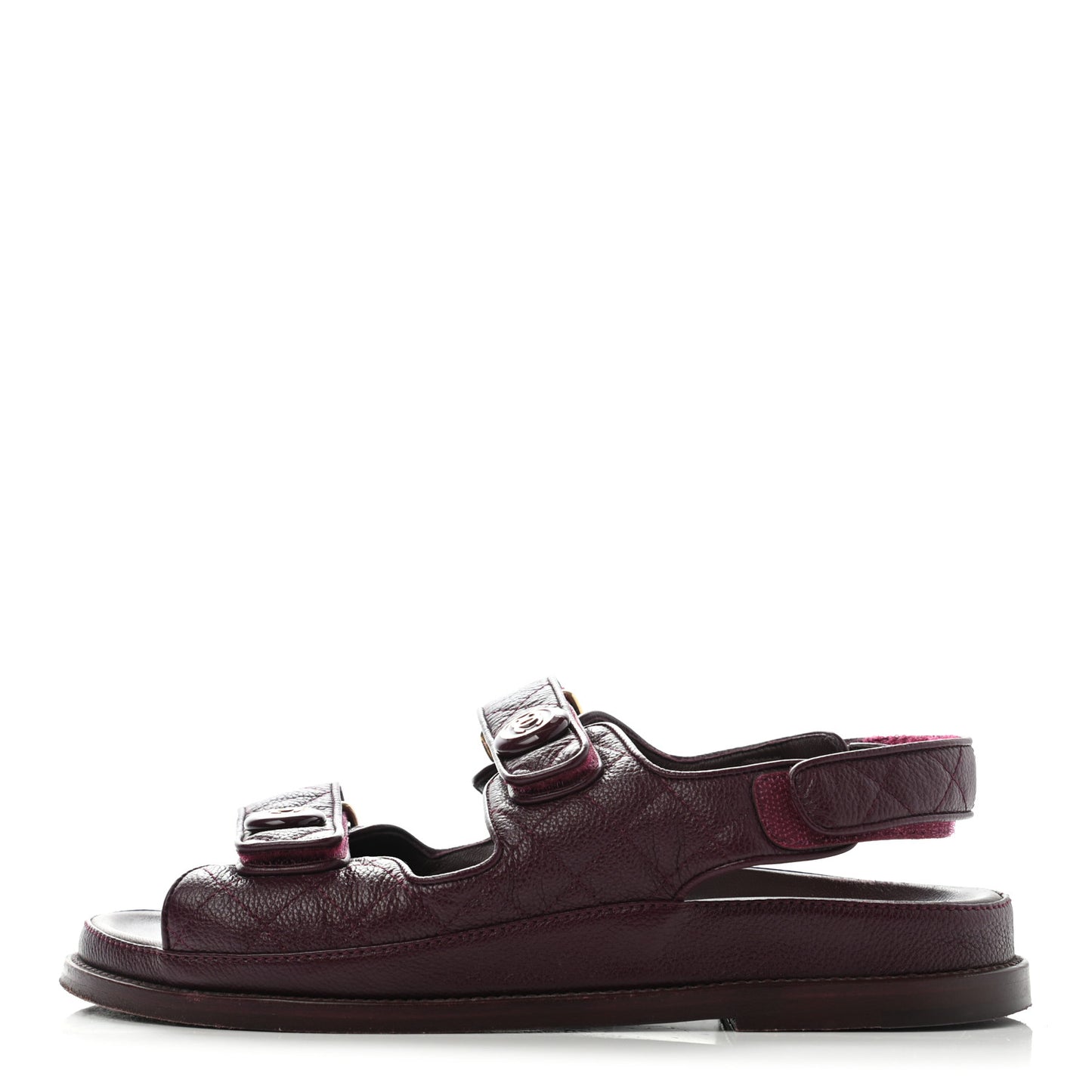 Grained Calfskin Velcro Dad Sandals 39 Maroon